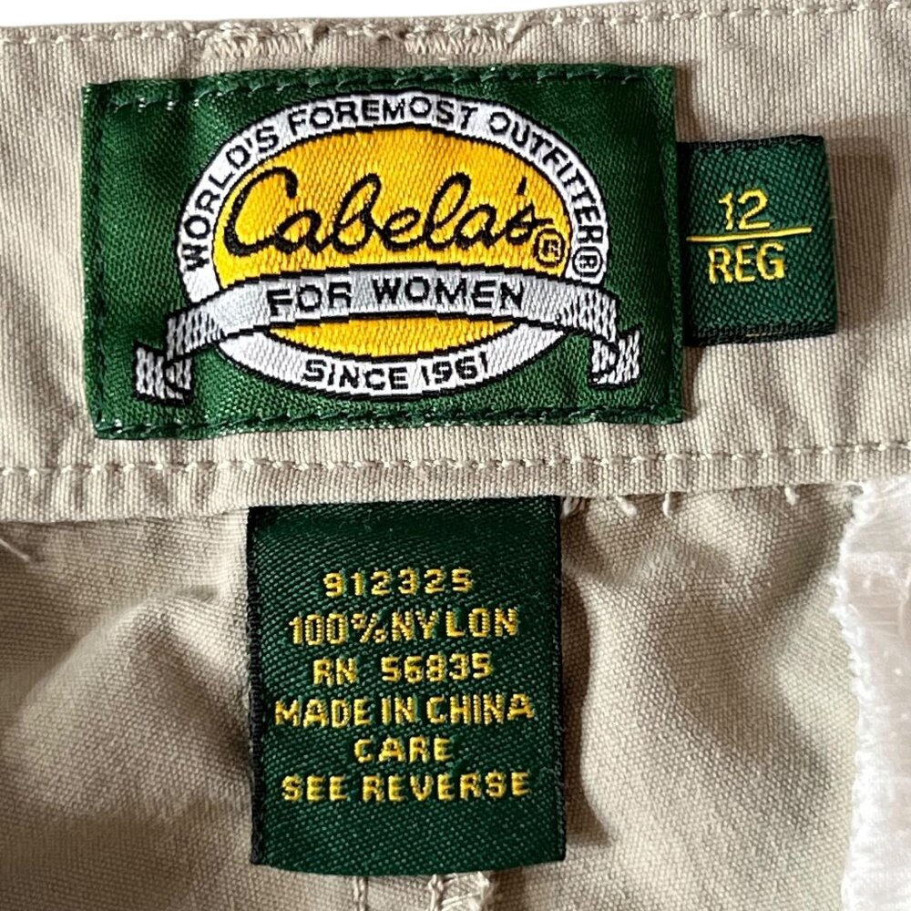 Cabelas Womens Outdoor Hiking Pants Zipper Pockets 12 Nylon Beige Active - Picture 8 of 13